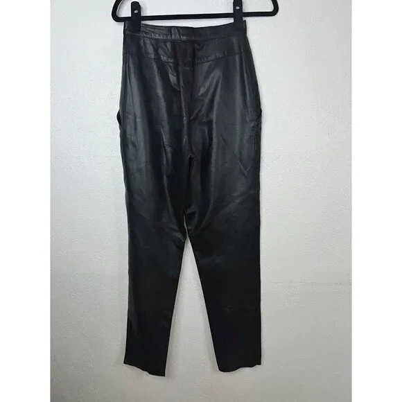 Vintage Ruth Wagner Leather Pants Straight Leg Tapered New Wave Retro Size 6 1C - Picture 6 of 12